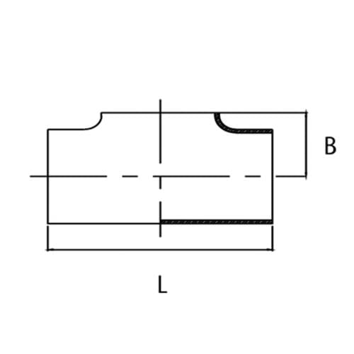 T-stykke, kort, ISO rør, svejst