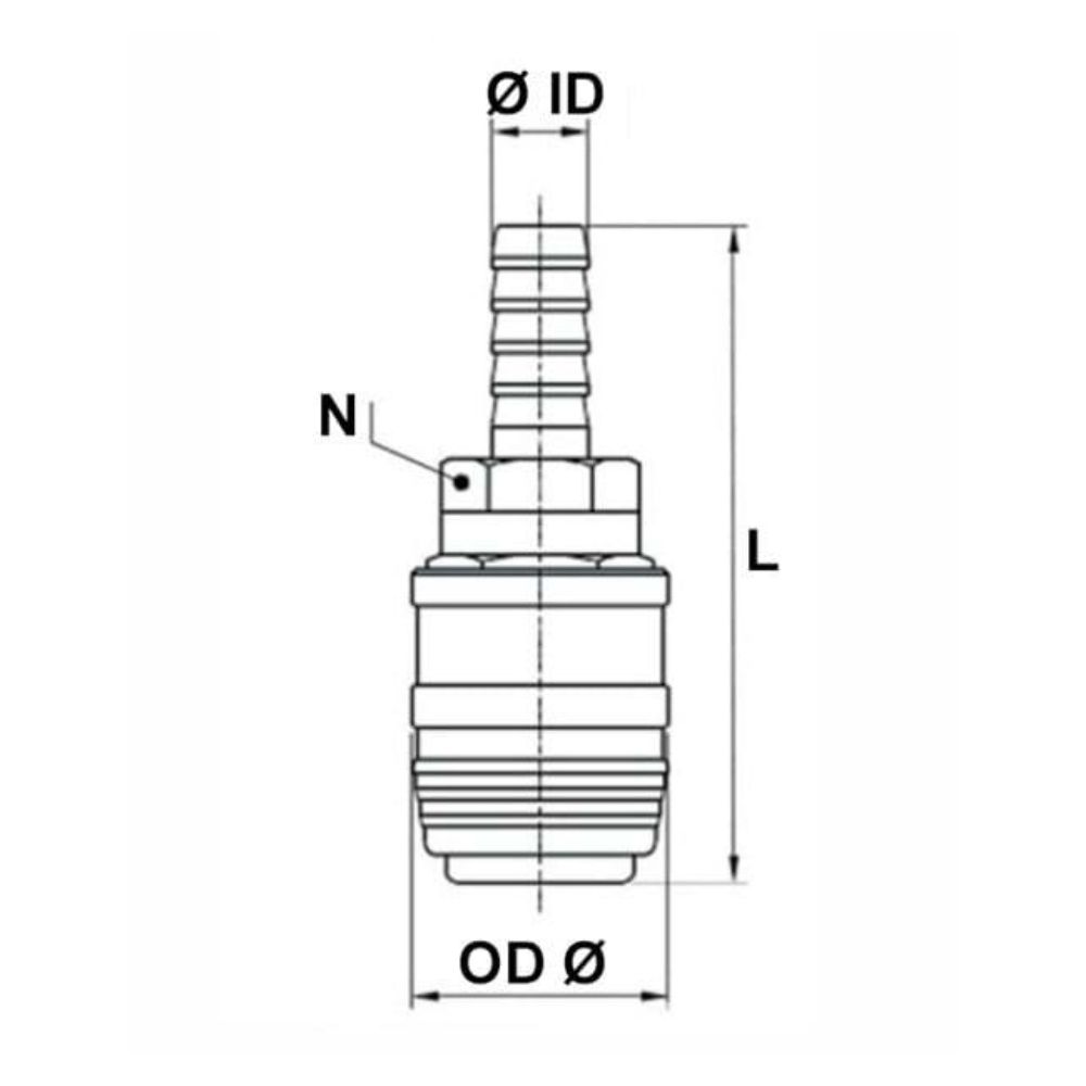 Trykluftskoblingshus, slangestuds
