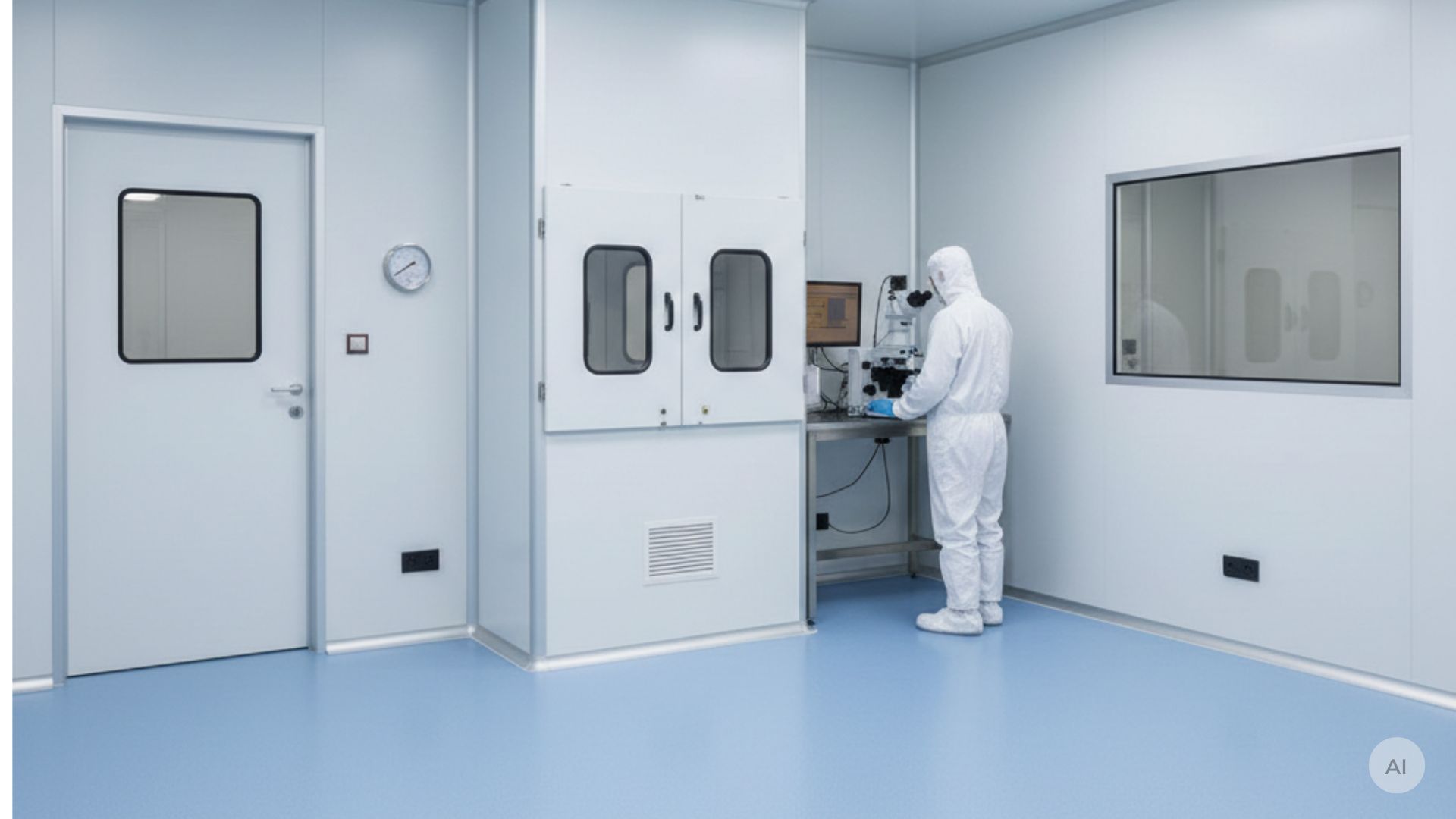 Pharma medarbejder står i ISO-7-renrum