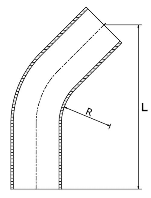 Bøjning, 45 grader, DIN