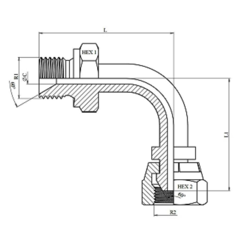 Overgangsstykke, 90°-bøjning