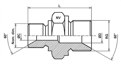 Reduktionsbrystnippel, 60 x 60 gr