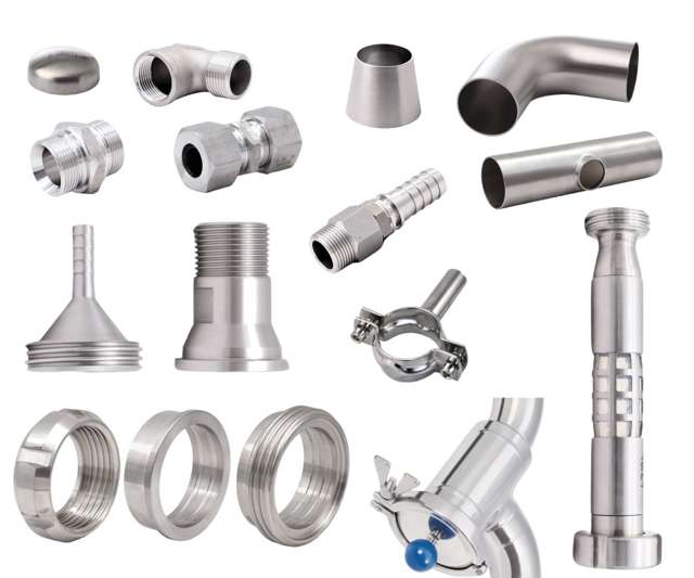 Rustfri gevind- og levnedsmiddelfittings