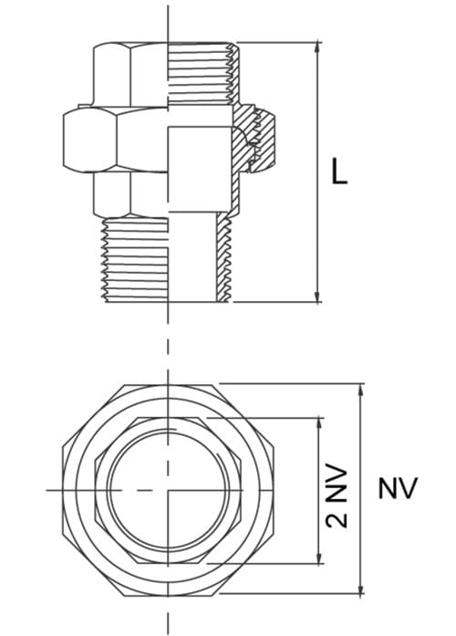 Union, konisk tætning, muffe/nippel