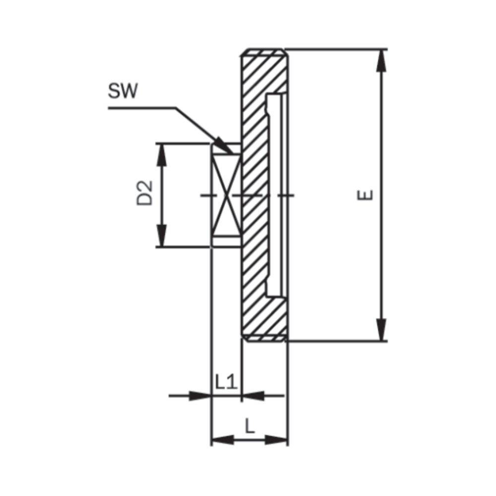 Blind nippel, aseptisk DIN 11864-1, serie C, tomme