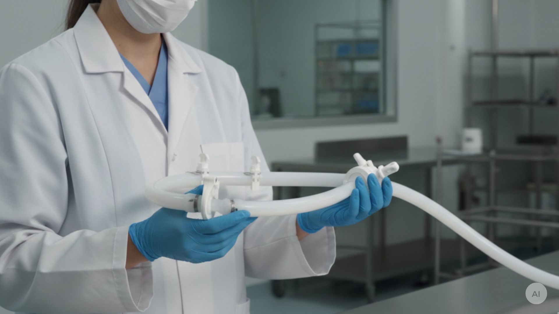 pharma medarbejder holder single-use assembly