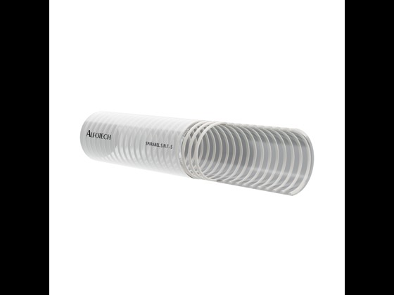 Fleksibel og fødevaregodkendt Spirabel S.N.T.-S PVC-slange, egnet til fedtfri væsker og alkohol. Bestil via webshop her!
