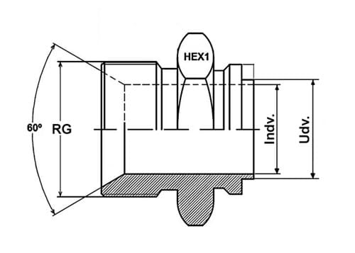 Svejsefitting til bælgslange, RG nippel, 60° konus