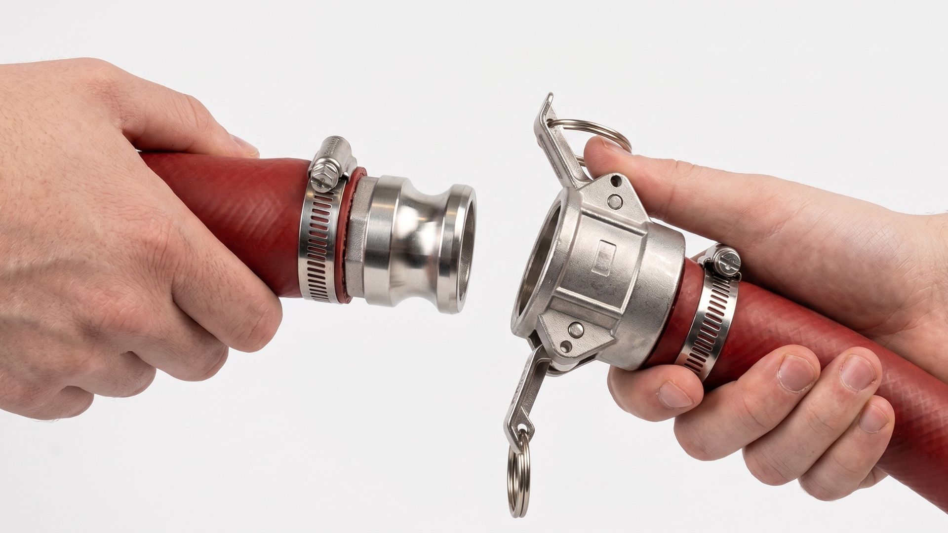 camlock kobling monteret på slange