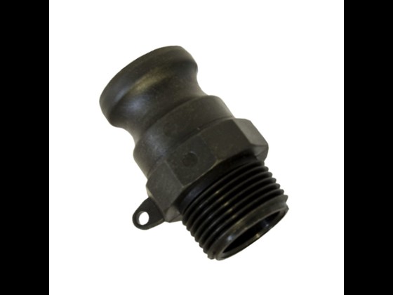 Camlock Type F koblingsnippel i sort polypropylen med BSPT gevind. Tåler -20°C til +90°C og er modstandsdygtig over for kemikalier. Bestil i dag!