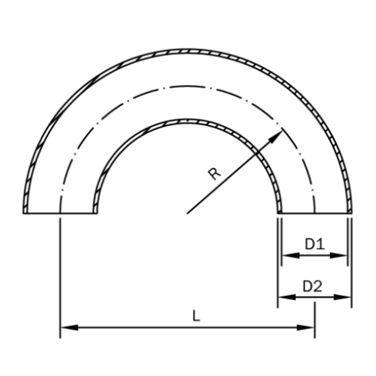 Bøjning, 180 grader, DIN