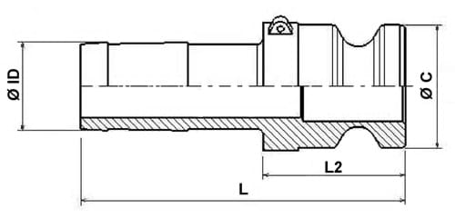 Camlock-koblingsstuds, type E, polypropylen
