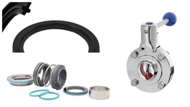 Collage med akseltætning, pakning og butterflyventil